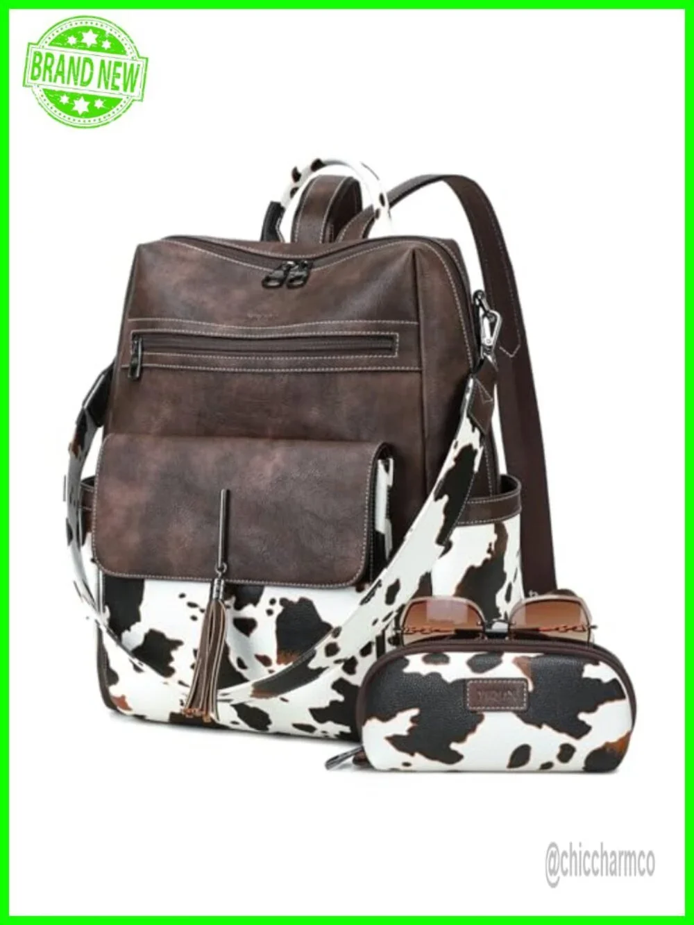 PU Leather Backpack Purse for Women Tassel Large Casual Daypack
